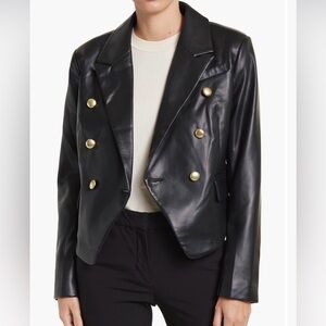 Cropped faux leather jacket